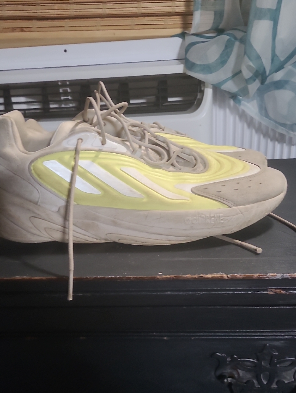 adidas Beige and Neon Yellow Runner Shoe